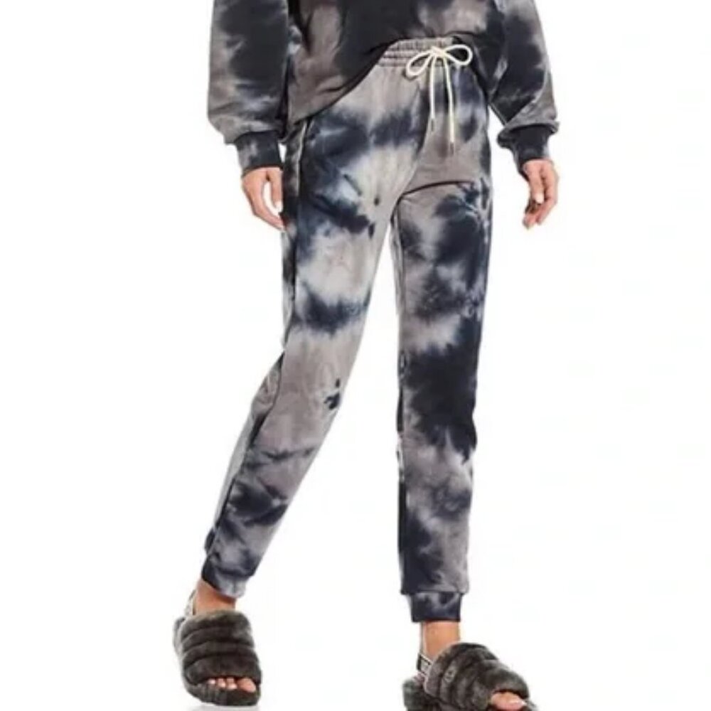 NIA Storm Clouds Tie-Dye Sweatpants Slim-fit Drawstring Jogger Blue/Grey S NWT